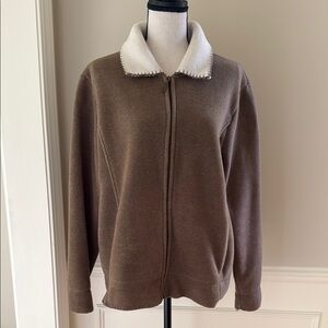 Barrage Fleece Jacket Coat Full Zipper Blanket Stitch Collar Women L